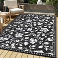 thumbnail image 1 of Navy Blue Reversible Outdoor Rug Waterproof, Vintage Plastic Straw Carpet with Portable Bag, UV Resistant Lightweight Patio Mat for Backyard Beach RV Deck, White, 1 of 13