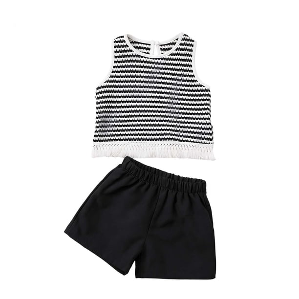 Vestido de Verano de Manga Corta Suave Cómodo Color Sólido Cuello Redondo Blusas Conjuntos para Niños Niñas Vestido de Manga Corta Lindo Moda Casual