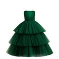 thumbnail image 2 of Pejock Girls Sleeveless Princess Pageant Dress - Puff Cake Skirt with Mesh Bow, Fashion Show Costume for Ages 7-14 Size 120-170, 2 of 9