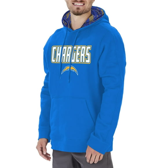 Zubaz Men's NFL Team Color, Primary Logo Hooded Hoodie with Viper Print Details, Los Angeles Chargers, Small
