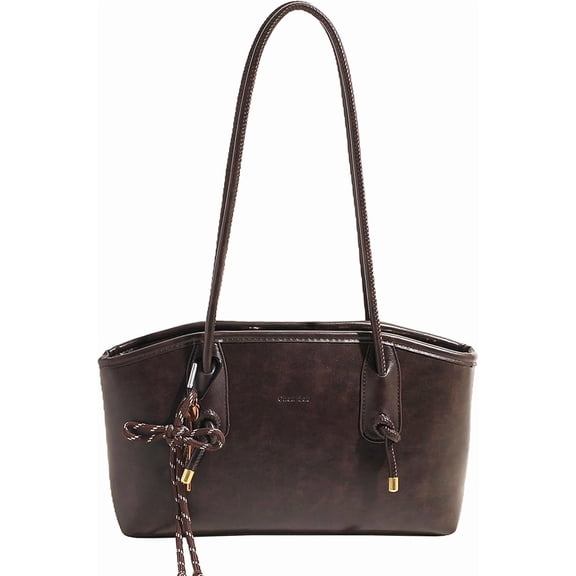 PRIYAL Shoulder Bag for Women Brown Purse Vintage Leather Shoulder Handbag Trendy Everyday Purse with Pendant