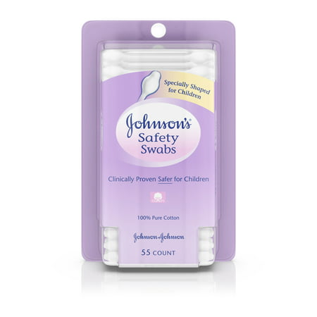 Johnson’s Baby Safety Ear Swabs Made with Non-Bleached Cotton, 55