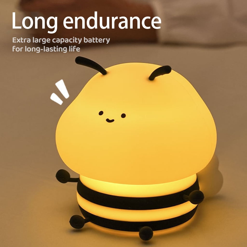 Dimmable Nursery Lamp USB Little Bees Silicone Night Light Rechargeable Bedside Lighting for and Adults