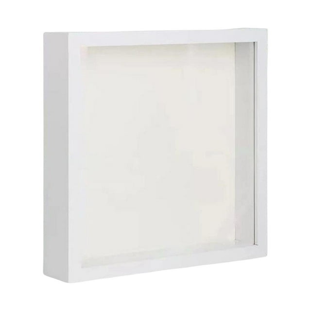 Marco de fotos con caja de sombra para decoración de pared, decoración de mesa, marco de flores secas de 8 x 8 pulgadas Blanco