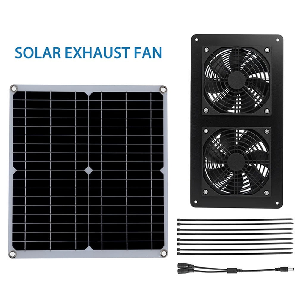 BTOER 30W Solar Panel Outdoor Solar Exhaust Fan Dog Chicken Coop RV Greenhouse Fan Solar fan