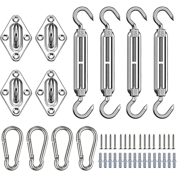 Kit de fijación de velas de sombra, Shirylzee 44 piezas Kit de montaje de acero inoxidable Fijaciones para velas de sombra, Kit de accesorios de fijación de hardware