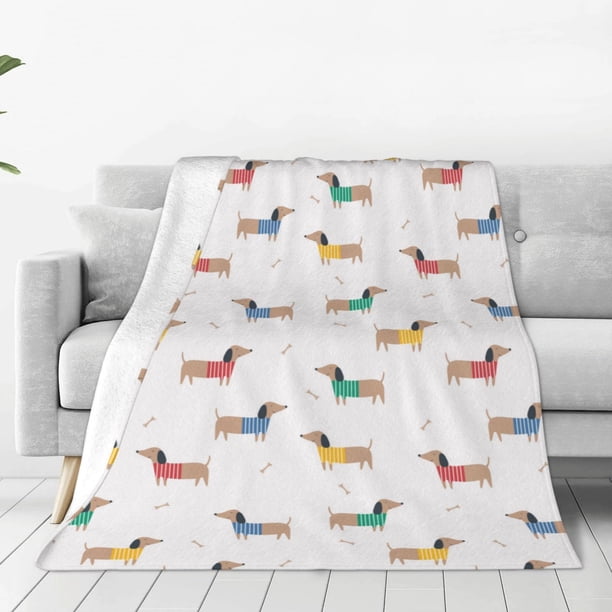 Balery Dachshund Dog Puppy Manta de Felpa Suave y Acogedora – Cobija de Franela Aterciopelada para Cama, Lavable y Cálida para Sofá, Mascotas, Transpirable-60"x50"