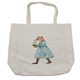 thumbnail image 1 of Cartoon Shopping Bag, Watercolor Lady Fox in a Dress Carrying Flower Pot, Eco-Friendly Reusable Bag for Groceries Beach and More, 15.5" X 14.5", Cream, by Ambesonne, 1 of 2