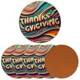 thumbnail image 2 of Thanksgiving Luxury Microfiber Leather Round Coasters Set of 6 - 11x11 cm/4.3x4.3 in Drink Coasters for Home, Office, and Bar Use, 2 of 6