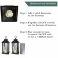 thumbnail image 4 of Lanterns Black Decorative Lighted with Cross Bar Design - LED Pillar Candle with 4 Hour Timer Included - Remote Control - Hanging or Sitting Decoration - Set of 2 - 13" H, 4 of 4