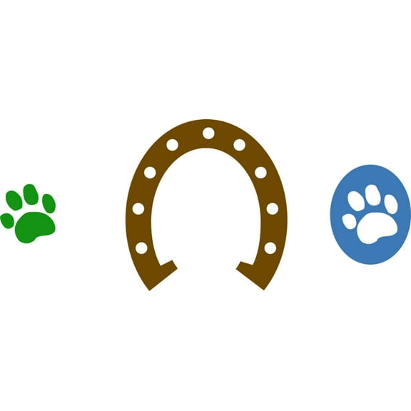 Design With Vinyl Artwork animal Paw Print Lucky Horse Show Art Wall Decal for Children - Pony Doggie Foot Impression Horseshoe Themed Décor - Size: 11 In x 20 In