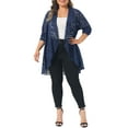 thumbnail image 2 of Agnes Orinda Plus Size Lace Cardigan for Women Ruffle Cardigans Open Front Long Sleeve Sheer Lace Crochet Cover Up 3X Navy Blue, 2 of 6