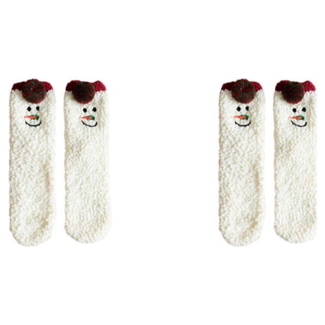 kurtrusly Stay Cool And Dry With These Breathable Winter Socks Antifriction Thermal Socks Colorful snowman 2Set