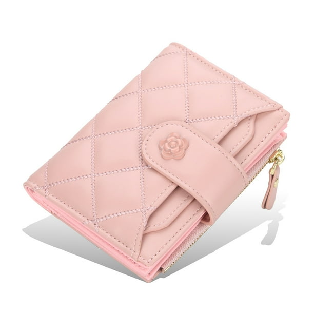 Monedero con hebilla vertical para mujer, monedero corto con diseño de diamantes y múltiples tarjetas, tarjetero con cremallera