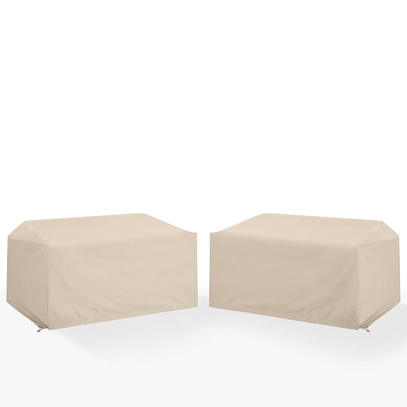 Crosley Furniture Covers Vinyl Outdoor Loveseat Cover in Tan (Set of 2)