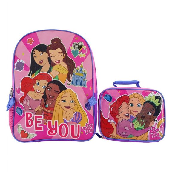 Princess Backpack with Lunchbox, Alternate, color, PURPLE/ PINK MULTI