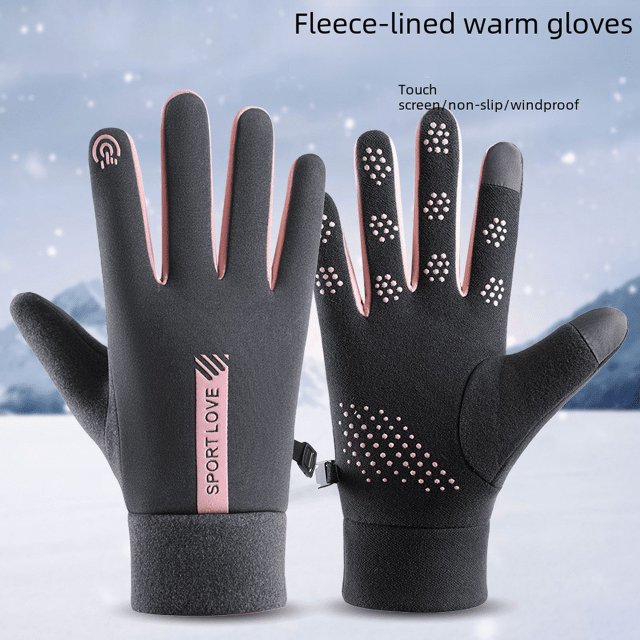 Guantes de invierno para mujer con forro de lana, pantalla táctil cálida e impermeable, guantes de ciclismo al aire libre, guantes deportivos antideslizantes, para hombre