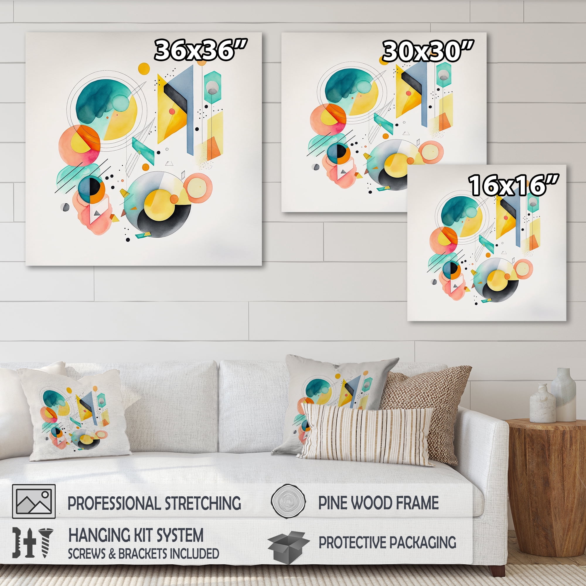 Designart Multi-Color Circular Abstract I Canvas Wall Art