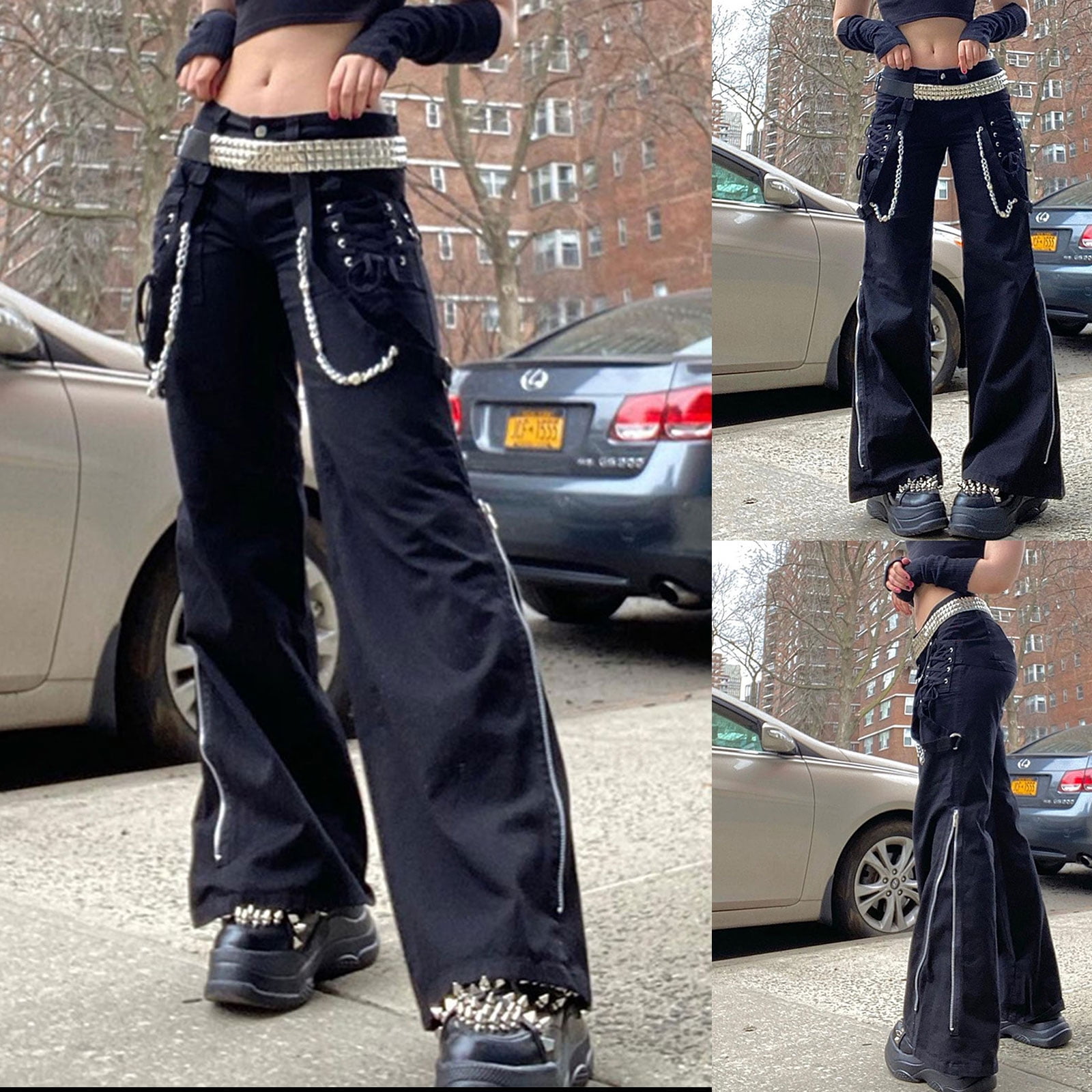 facetasm wide buggy pants slacks モード　黒 Oversize Black Casual Pants/wide Leg Pants/maxi Black Pants