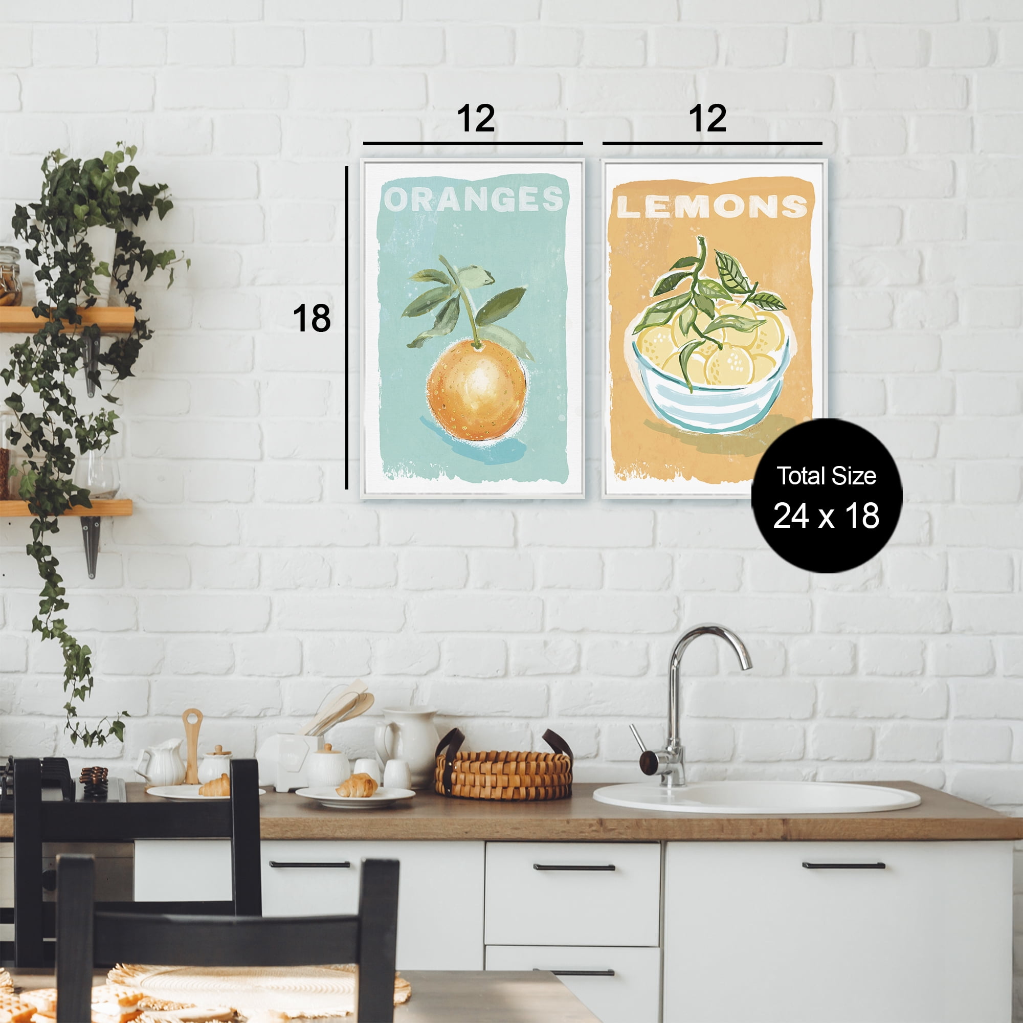 Stupell Industries Citrus Twist Motif 2 Piece White Framed Giclee Art Set, design by Chad Barrett