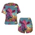 thumbnail image 5 of Lsque Pink Cow In Sunflower Field Women's Short-Sleeved Pajama Set - 2 Piece Soft and Lightweight Sleepwear Set-Small, 5 of 9