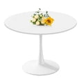 thumbnail image 2 of 42.1" Round Dining Table with MDF Top & Metal Tulip Pedestal Frame for Kitchen, Living Room, Bedroom, White, 2 of 8
