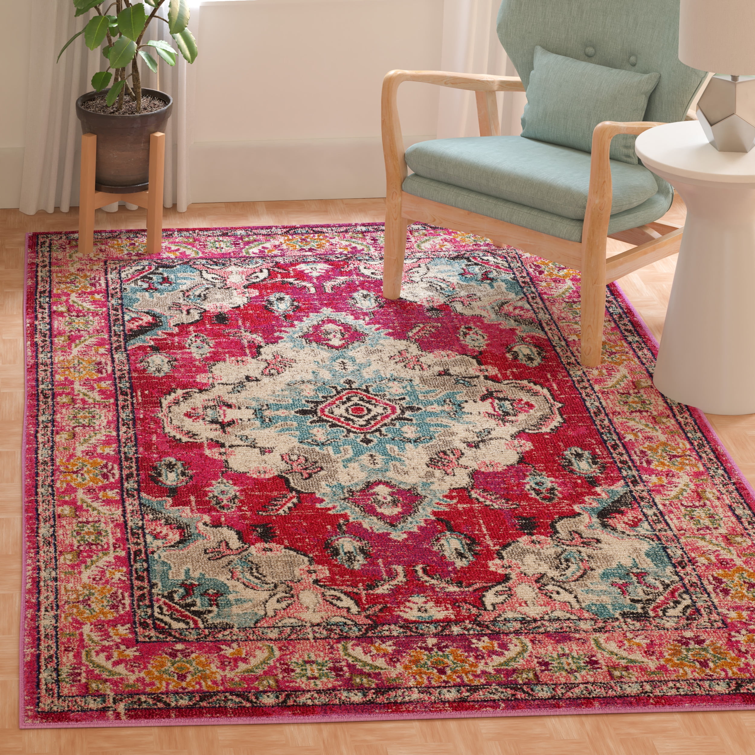 SAFAVIEH Area Rug 12x18 - Monaco Collection - X-Large - Traditional Design, Pink & Multi, Ideal for Living Room, Bedroom, Dining Space