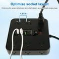 thumbnail image 5 of 2026 New 16 in 1 Power Strip Surge Protector, Versatile Flat Plug Surges Protector with 12 Ac Outlets & 4 USB, for Home Office Dorm (Black), 5 of 8