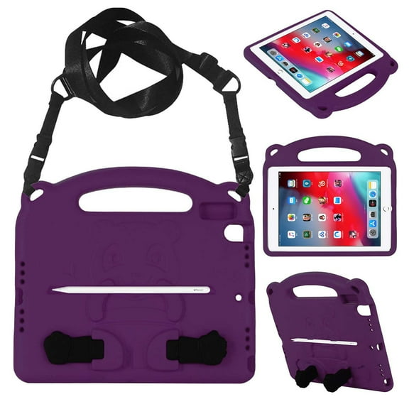 Dteck Crossbody Case For 10.2 iPad 8th Generation / iPad 7th Generation / iPad Pro 10.5 / iPad Air 3, Anti-Drop Shock Proof Light Weight Convertible Handle Kickstand Cover with Shoulder Strap, Purple
