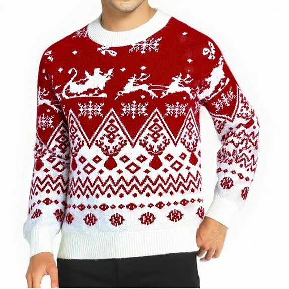 Winter Sweaters for Women Reindeer Embroidered Knit Sweater Coat Warm Soft Long Sleeve Casual Winter Pullover Top For Holiday Party And Festive Seasonal Outdoor Cozy Wear Christmas Sweaters