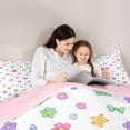 thumbnail image 4 of spefrowx Colorful Bow Floral Queen Bedding for Kids, Love Heart Star Dots Bedding Comforter Set Queen, Pink Reversible, 7pcs, 4 of 6