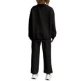 thumbnail image 2 of Conjunto Deportivo de Dos Piezas para Mujer: Sudadera y Pantalón Deportivo de Cuello Redondo Liso y Holgado, Conjunto de Jersey para Estar en Casa. Negro L, 2 of 5