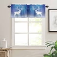 thumbnail image 7 of Christmas Reindeer Kitchen Curtains and Valances Set, Fantasy Blue Stars Winter Dreamy Rod Pocket Window Valance 18 Inch Window Curtain Panels for Living Room Bedroom Laundry, 27.5x36in, 3 Pieces, 7 of 7
