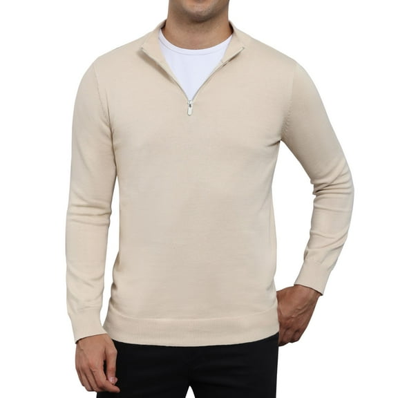 Alimens & Gentle Men's Collar Zip-up Sweater Pollover Cotton Comfort Casual Sweater For Men