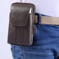 thumbnail image 2 of Men Cowhide Leather Fanny Waist Bag Solid Phone Purse Belt Pouch (Coffee), 2 of 4