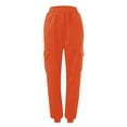 thumbnail image 3 of Womens Sweatpants Clearance Cargo Elastic Waist Active Sweatpants Comfortable Athletic Joggers Sweatpants Womens Pants with Pockets High Waisted Orange L, 3 of 5