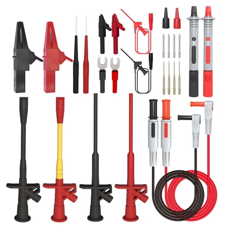 ELECTCHN 28PCS Multimeter Test Leads Kit with Alligator Clips High Voltage Flexible Test Probes Insulation Piercing Test Clip Replaceable Precision Sharp Probes Multifunction