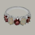 thumbnail image 6 of LBG British Made 9k White Gold Natural Pink Tourmaline & Opal Womens Eternity Ring - 33 size options - Size 12, 6 of 8