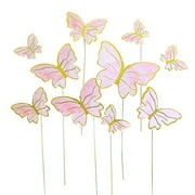 50 pieces Iron Wire DIY Designs Dessert Decoration Celebrate Birthday Fairy Cake Decorating Insert Cards Baking Accessories Cake Plugin PINK B