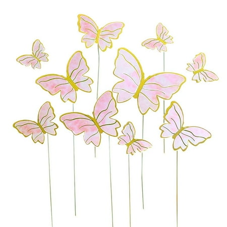 50 pieces Iron Wire DIY Designs Dessert Decoration Celebrate Birthday Fairy Cake Decorating Insert Cards Baking Accessories Cake Plugin PINK B
