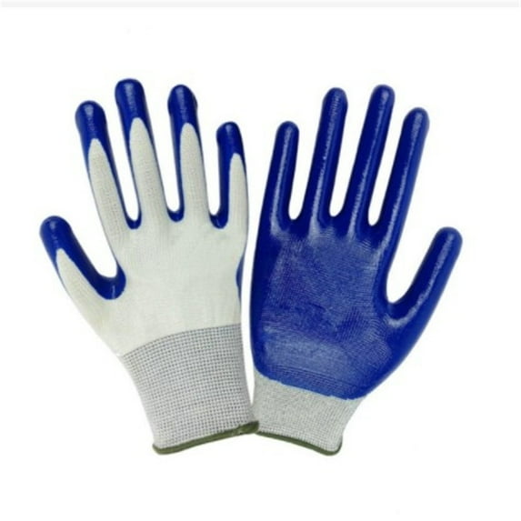 Yesfashion 1 Pair Nylon Gardening Gloves Waterproof Stab-resistant Safety Double-layer Latex Coated Non-slip Wear-resistant For Outdoor Handling