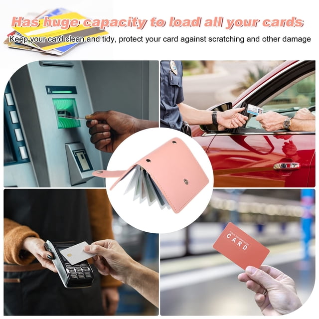 ziyahi Portable Card Bag Fine Stitching Tear-resistant And Scratch-proof Card Holder Wallet Exquisite Craft Pink 1Set