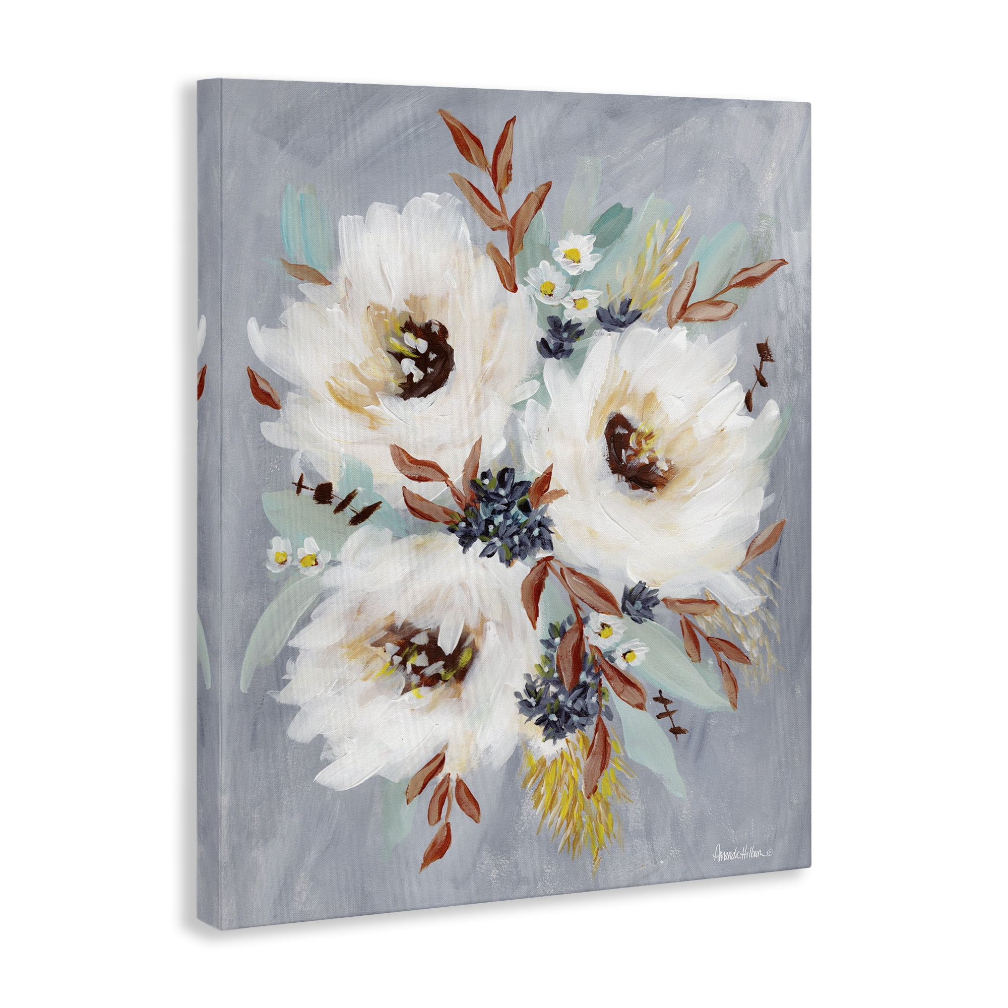 Stupell Industries White Flowers Trio Botanical & Floral Painting Gallery Wrapped Canvas Art Print Wall Art, 16 x 20