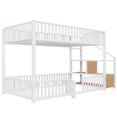 thumbnail image 6 of Twin Size Versatile Loft Bed with No Slat Floor Bed & Safety Guardrails, Kids Storage Bunk Bed Frame with Stair, 6 of 8