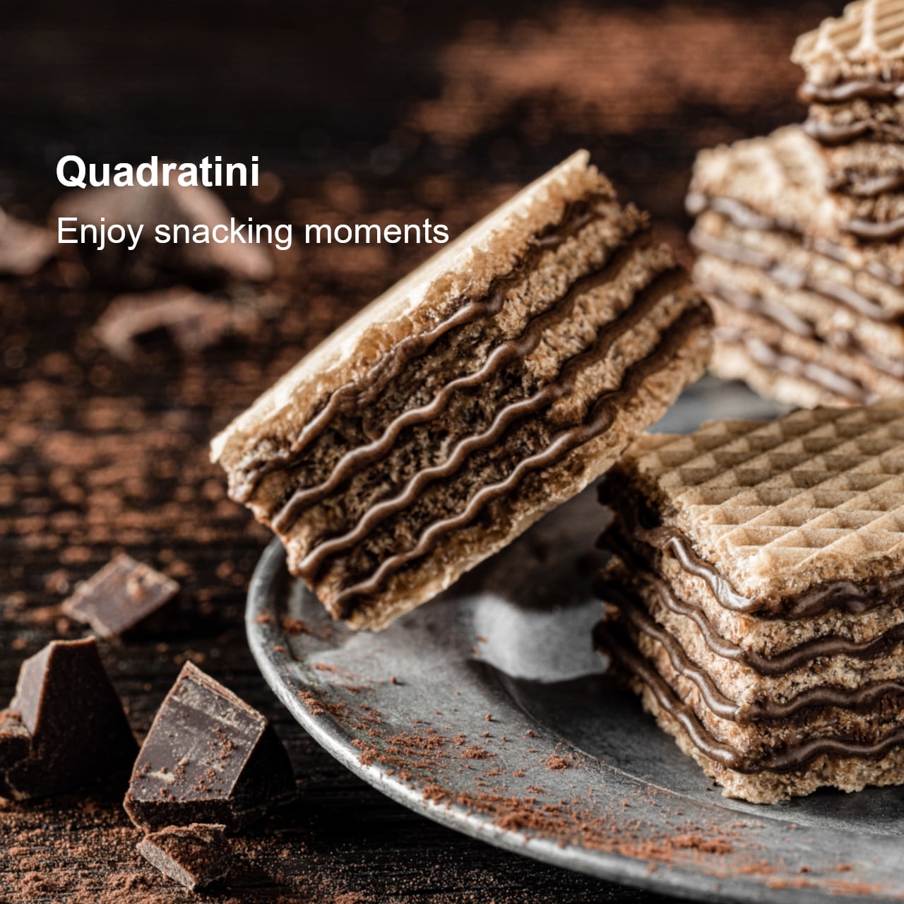 Loacker Quadratini Variety Pack Wafer Cookies, Mix of Hazelnut/Dark Chocolate/Vanilla/Chocolate, Pack of 6