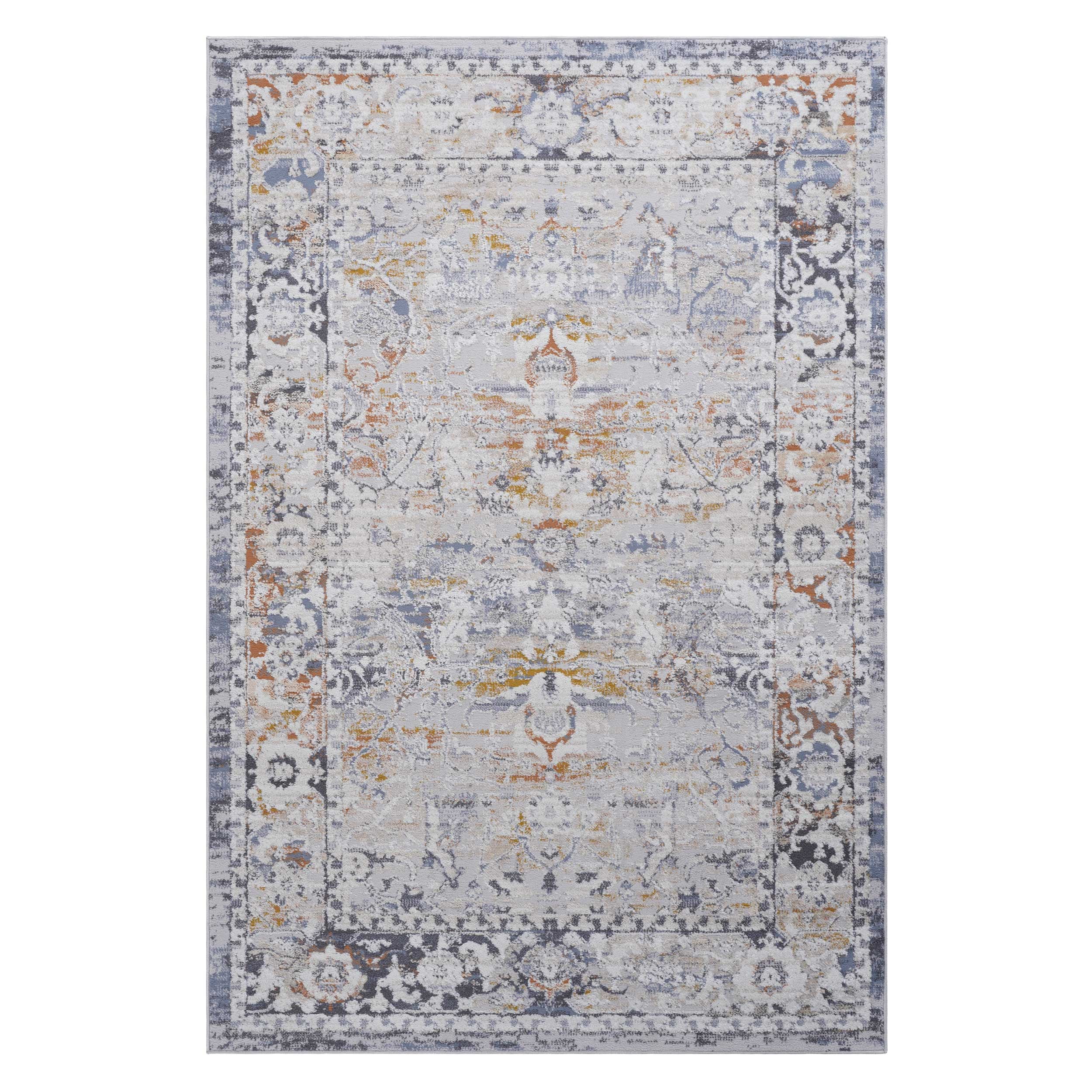 2' x 3' Ivory Grey Traditional Area Rug Non-Shedding Stain Resistant Medium Pile Carpet for Living Room Bedroom Dining Room Home Office Entryway