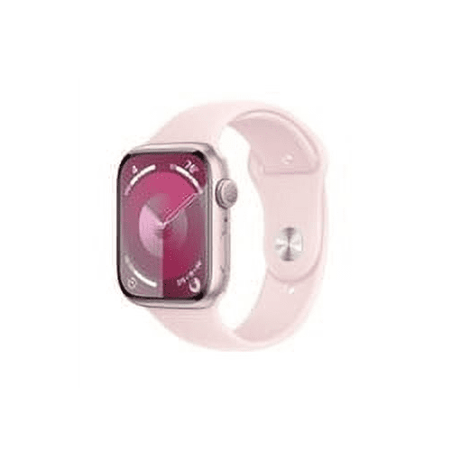Restored Apple Watch Series 9 [GPS 45mm] Smartwatch with Pink Aluminum Case with Pink Sport Band M/L (Refurbished)