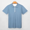 thumbnail image 3 of Gray Blue Men Zipper T-shirt Summer Casual Short Sleeve T-shirt Top, 3 of 7