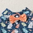 thumbnail image 5 of Kaprioy My First Easter Baby Boy Outfit Boys Eeaster Outfit Short Sleeve Easter Bunny Short Sleeve Button Down Cartoon Colorful Rabbit Shirt + Shorts Gentleman Suit Outfits Boys Party Bow Tie Suit, 5 of 6