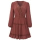 thumbnail image 1 of Vestido de mujer, manga larga, escote en V, minivestido, cintura alta, vestido informal, regalo para mujer, 1 of 7